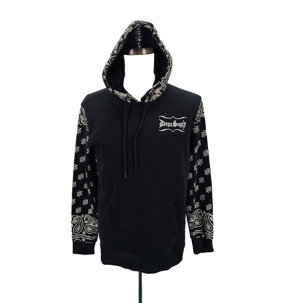 Dogg Supply Hoodie Mens Small Spell Out Paisley Sweatshirt Hip Hype Core Black